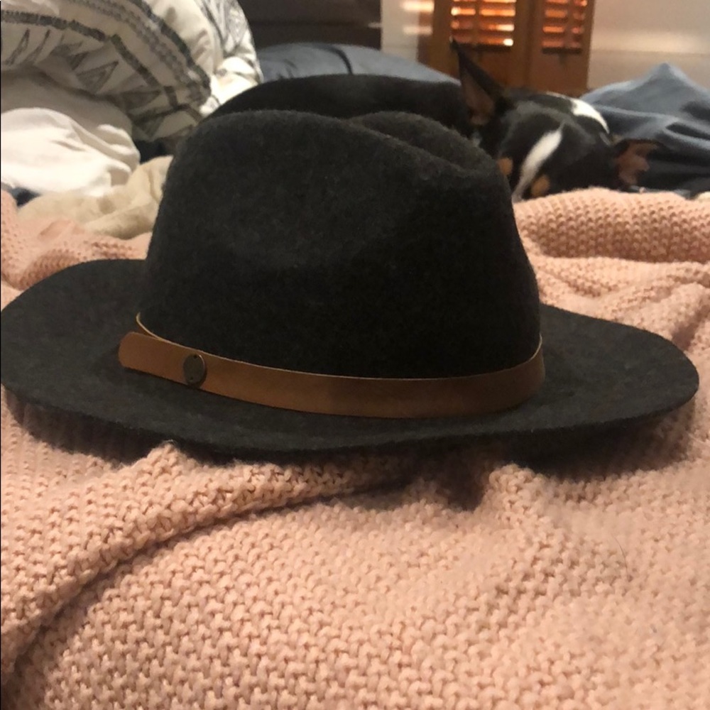 BILLABONG CHARCOAL WOOL HAT WITH BROWN TRIM